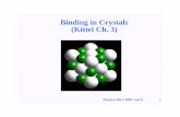 Binding in Crystals (Kittel Ch. 3) - Course Websites · PDF filePhysics 460 F 2006 Lect 6 8 Van der Waals Bonding • First look at only one atom (no other atom nearby) • Consider