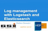 Elasticsearch with Logstash and Log management - Indico · PDF fileOutline Centralized logging. Logstash: what you can do with it. Logstash + Redis + Elasticsearch. Grok filtering.