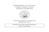 DEPARTMENT OF THE NAVY FISCAL YEAR (FY) 2016 BUDGET · PDF filedepartment of the navy . fiscal year (fy) 2016 . budget estimates . justification of estimates . february 2015 . operation