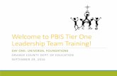 PBIS LEADERSHIP TEAM TRAINING - ocde.us 2017 PBIS Documents... · Welcome to PBIS Tier One Leadership Team Training! DAY ONE: ... (Rob Horner). PBIS Safe Positive ... The TFI is completed