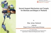 Recent Support Mechanism and Targets for Biomass · PDF fileRecent Support Mechanism and Targets for Biomass and Biogas in Thailand ... Biofuels • Ethanol • 2 ... technology) Opportunities