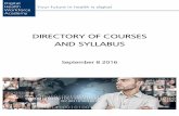 DIRECTORY OF COURSES AND SYLLABUS - Digital …dhwacademy.com/Documents/COURSE DIRECTORY AND SYLLABUS … · DIRECTORY OF COURSES AND SYLLABUS September 8 2016 . Page 2 of 16 Digital