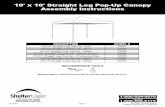 10' x 10' Straight Leg Pop-Up Canopy Assembly Instructions · PDF file05-22561-22562-22563-22564-22565-22585_22586-0A Page 1 10' x 10' Straight Leg Pop-Up Canopy Assembly Instructions