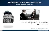 MCINTIRE INVESTMENT INSTITUTE - UVACollab : Gateway · PDF fileInternship and Interview ... Nov. 7, 2013 1 McIntire Investment Institute “The best defense is a good offense ... Please