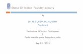 Dr. H. SUNDARA MURTHY President - · PDF fileStatus Of Indian Foundry Industry By Dr. H. SUNDARA MURTHY President The Institute Of Indian Foundrymen & ... engaged in various types