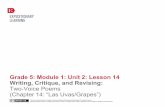 Grade 5: Module 1: Unit 2: Lesson 14 Writing, Critique ... · PDF fileGRADE 5: MODULE 1: UNIT 2: LESSON 14 Writing, Critique, and Revising: Two-Voice Poems (Chapter 14: “Las Uvas/Grapes”)