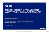 STAKEHOLDER INVOLVEMENT A KEY TO PUBLIC · PDF file© EDF SA. All rights reserved. EDF Nuclear Performance Model® Titre [Date] STAKEHOLDER INVOLVEMENT A KEY TO PUBLIC ACCEPTANCE Karen
