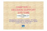 CHAPTER 11 DECISION SUPPORT SYSTEMS · PDF fileCHAPTER 11 DECISION SUPPORT SYSTEMS Management Information Systems, 10 th edition, By Raymond McLeod, ... – Chapter 7: covers the