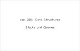 csci 210: Data Structures Stacks and Queues - Bowdoin · PDF filecsci 210: Data Structures Stacks and Queues. Summary • Topics ... • Problem: ﬁnding way out of a maze • depth-ﬁrst