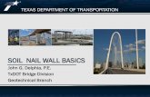 SOIL NAIL WALL BASICS -   · PDF fileSOIL NAIL WALL BASICS John G. Delphia, P.E. TxDOT Bridge Division Geotechnical Branch