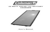 20 WATT SOLAR 12V BATTERY CHARGER - Canadian · PDF file20 WATT SOLAR 12V BATTERY CHARGER User’s Manual . ... (open circuit) in full sun. Can I start/drive my vehicle while the unit