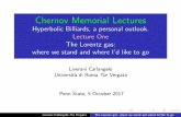 Chernov Memorial Lectures - mat.uniroma2.itliverani/Seminars/Chernov1-2017.pdf · Lecture One The Lorentz gas: where we stand and where I’d like to go Liverani Carlangelo ... P.