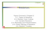 Resistors - Oakton Community · PDF fileResistors Topics Covered in Chapter 2 2-1: Types of Resistors 2-2: Resistor Color Coding 2-3: Variable Resistors 2-4: Rheostats and Potentiometers