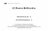 MODULE 1 APPENDIX 1 - BC · PDF fileMODULE 1 . APPENDIX 1 . ... Withdrawal from an Intravenous Solution Bag Using a Dispensing Pin/Universal Spike or ... Parenteral Doses Requiring