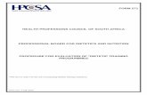HEALTH PROFESSIONS COUNCIL OF SOUTH AFRICA · PDF fileHEALTH PROFESSIONS COUNCIL OF SOUTH AFRICA PROFESSIONAL BOARD FOR DIETETICS AND ... SELF-ASSESSMENT OF TEACHING AND ... panel