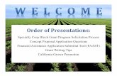 Order of Presentations - California Department of Food … II: Grant Proposal (by invitation only) Invitation to ... • Increasing capacity for specialty crop production and ... •Develop