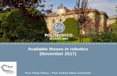 Available theses in robotics (November 2017)home.deib.polimi.it/rocco/Available theses robotics November 2017.pdf · Available theses in robotics (November 2017) ... validate them