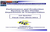 Performance and Production Review of the Florida ... · PDF fileA REPORT BY THE FLORIDA TRANSPORTATION COMMISSION November 5, 2010 FLORIDA TRANSPORTATION COMMISSION Marty Lanahan,