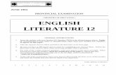 ENGLISH LITERATURE 12 - questionbank.ca 12 Subjects/English Literature... · Defoe’s use of a first-person narrator in A Journal of the Plague Year was to give the reader a sense