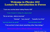 Welcome to Physics 101! Lecture 01: Introduction to Forces · PDF filePhysics 101: Lecture 1, Pg 1 Welcome to Physics 101! Lecture 01: Introduction to Forces ... Concepts, Connections,
