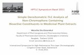 Simple Densitometric-TLC Analysis of Non-Chromophore ... · PDF fileNon-Chromophore Containing Bioactive Constituents in Medicinal Plant Extracts ... Centella asiatica leaves ... Slide