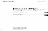 Wireless Stereo Headphone System - Sony eSupport ... Welcome! Thank you for purchasing the Sony MDR-RF920RK/RF960RK Wireless Stereo Headphone System. Before operating the unit, please
