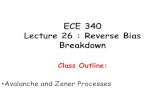 ECE 340 Lecture 26 : Reverse Bias Breakdowntransport.ece.illinois.edu/ECE340F11-Lectures/ECE340...Lecture 26 : Reverse Bias Breakdown Class Outline: •Avalanche and Zener Processes