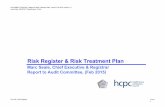 Risk Register & Risk Treatment Plan - HCPC - Health … CONTROL: Reference Risk Treatment Plan. Version Feb 2015 Version 1.0 Issue Date: 09/03/2015 Classification: Public Risk Register