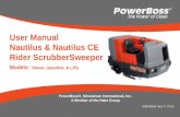User Manual Nautilus & Nautilus CE Rider ScrubberSweeperpowerboss.com/wp-content/uploads/2015/11/988749UM-RevC-0715... · Nautilus & Nautilus CE Rider ScrubberSweeper Models: Diesel,