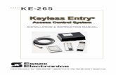 KE-265 Keyless Entry System Installation and Instruction ... · PDF fileKP-34B 12-Pad 3x4 with Brass-Finished Steel Bezel KP-34K 12-Pad 3x4 with Black Bezel ... KE-265 Keyless Entry
