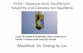 Modified Dr. Cheng-Yu Lai - DSU College of … pure water is 1.2 × 10–5 M. Calculate K sp. Example 16.9 Calculating K sp from Molar Solubility Solution Begin by writing the reaction