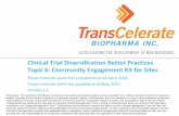 TransCelerate Better Practices Trial Diversification Better Practices Topic 6: Community Engagement Kit for Sites These materials were first completed on 10-April, 2015