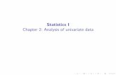 Statistics I Chapter 2: Analysis of univariate · PDF fileI Bar and pie charts, pictograms, histograms, frequency polygons. Other graphs. Lying with graphs. 2.Numerical summary: ...
