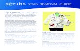 STAIN REMOVAL GUIDE - Scrubs Magazinescrubsmag.com/tools/stain-removal/scrubs-stain-removal-101.pdfon a wet cloth (cold water) and blot. ... water, making sure to remove all of the