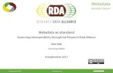 Metadata as Standard: improving Interoperability through the Research Data Alliance