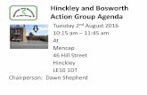 Hinckley and Bosworth Action Group -  · PDF fileHinckley and Bosworth Action Group Agenda ... Tea and biscuits will be available at ... • Hinckley Action group questionnaire