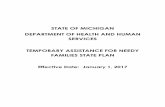 STATE OF MICHIGAN DEPARTMENT OF HEALTH AND · PDF filestate of michigan department of health and human services temporary assistance for needy families state plan effective date: january