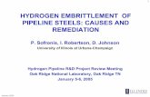 Hydrogen Embrittlement of Pipeline Steels: Causes and ...energy.gov/sites/prod/files/2014/03/f12/09_sofronis_pipe_steels.pdf · HYDROGEN EMBRITTLEMENT OF PIPELINE STEELS: CAUSES AND