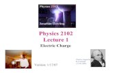Physics 2102 Lecture 1 - Department of Physics & Astronomyphys.lsu.edu/~jdowling/PHYS21024SP07/lectures/lecture1.pdf · Physics 2102 Lecture 1 Electric Charge Physics 2102 Jonathan