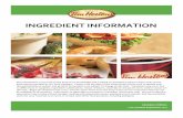 INGREDIENT INFORMATION - Tim Hortons Language · PDF fileINGREDIENT INFORMATION ... Milk ingredients, modified milk ingredients, bacterial culture, dehydrated onion and garlic, spices,