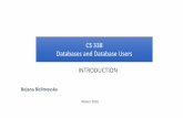 CS 338 Databases and Database Users INTRODUCTIONbbislimo/lectures/Introduction_to... · •Actors on the scene ... Stock data Enterprise data etc. Major research Database ... •Maintenance