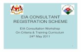 EIA CONSULTANT REGISTRATION SCHEME for · PDF file1.0 INTRODUCTION Background • Introduced to replace previous EIA Consultant Registration Scheme • The document was prepared and