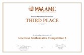 American Mathematics Competitions THIRD PLACE · PDF fileAmerican Mathematics Competitions THIRD PLACE is awarded to for outstanding achievement in the Year Mathematical Association