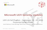 Microsoft UEFI Security · PDF fileMicrosoft UEFI Security Updates UEFI US Fall Plugfest –September 20 - 22, 2016 Presented by Microsoft ... •Latest updates to DBX may also fail,