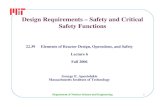 Design Requirements – Safety and Critical Safety · PDF fileDepartment of Nuclear Science and Engineering 1 Design Requirements – Safety and Critical Safety Functions 22.39 Elements
