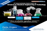eurochemengineering@chemseries · PDF fileFermentation Broths, ... • Transport Phenomena In BioProcess Systems • Biomedical engineering • Bioreactors and nonlinear systems •