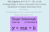 Finding Slope or the y-intercept From Linear Slope or the y-intercept From Linear Equations in Slope-Intercept Form ... y-intercept from linear equations in ... 26,29,31,33,39 Notes