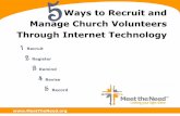 Ways to Recruit and Manage Church Volunteers 5 …meettheneed.org/organizations/in/volunteer-management/church-guide.pdfWays to Recruit and Manage Church Volunteers ... coordinating