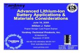 Advanced Lithium -Ion Battery Applications & Materials ...s262196942.onlinehome.us/archive/docs/yardney_bill-yalen.pdf · Advanced Lithium -Ion Battery Applications & Materials Considerations