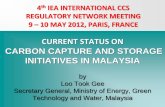 CURRENT STATUS ON - International Energy · PDF fileCURRENT STATUS ON CARBON CAPTURE AND ... RATIONALE FOR CCS IN MALAYSIA •Malaysia energy profile includes significant ... GENTING